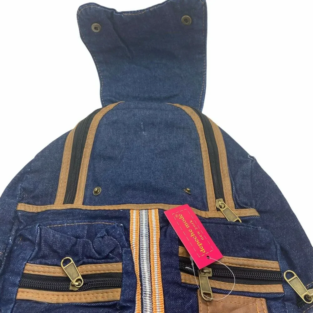 Depeche Mode Backpack Tote Denim Blue Zipper Shoulder Strap Travel Retro New